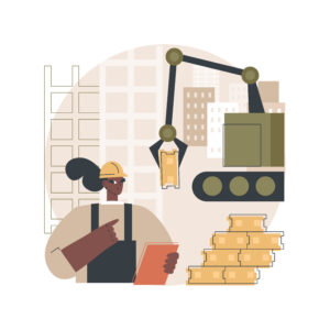 Robotics construction abstract concept vector illustration.